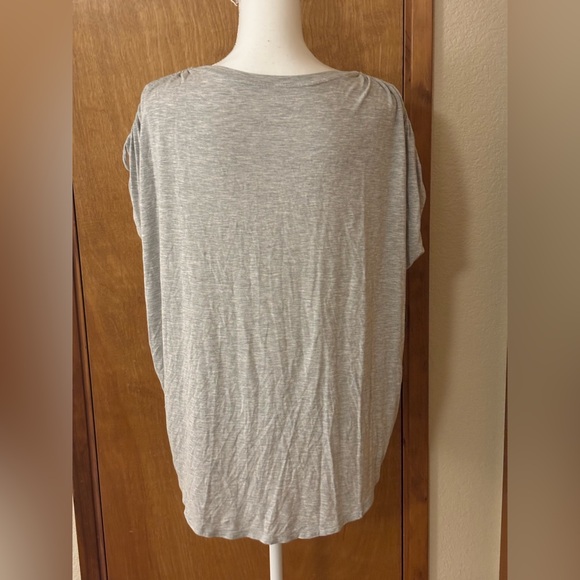 Express Light Lightweight Gray Scoop Neck Tank with Ruched Shoulder Tie - Picture 3 of 8